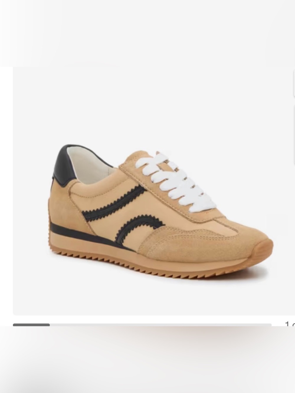 Dolce Vita Tan Suede & Black Trim Low-Top Sneaker with White Laces